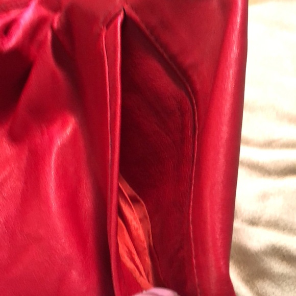 Arin Couture Ltd. Red leather vintage pants sz18/ lined/not hemmed/high waisted - Picture 5 of 15